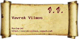 Vavrek Vilmos névjegykártya